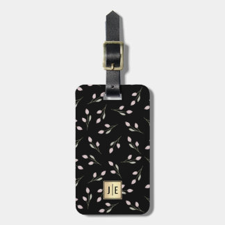 Elegantes Schwarz-Gold-Shiny-Monogramm Gepäckanhänger