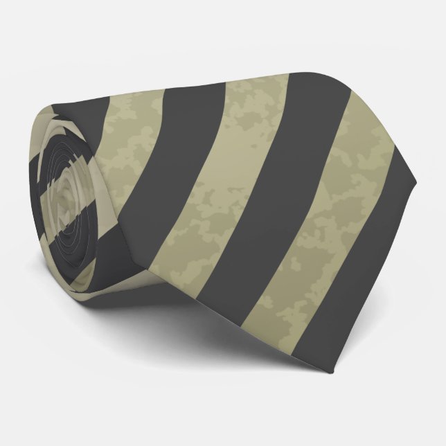 Elegantes Schwarz-Gold-Streifenmuster Krawatte (Gerollt)