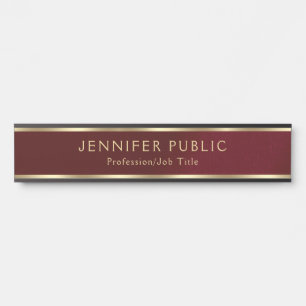 Elegantes Schwarz & Gold Text Home Office Schule Türschild
