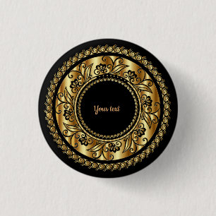 Elegantes Schwarz-Gold-Verziertes Template Button