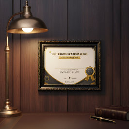 Elegantes Schwarz-Gold-Zertifikat über die abgesch