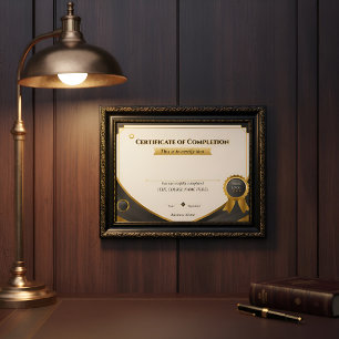Elegantes Schwarz-Gold-Zertifikat über die abgesch