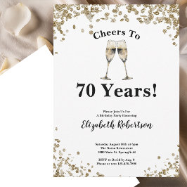 Elegantes Schwarz-Gold Zum 70. Geburtstag Prost! Einladung