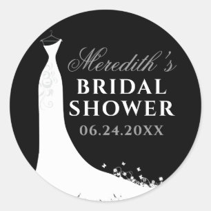 Elegantes Schwarz-Graues Kleid Brautparty Runder Aufkleber