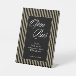 Elegantes Schwarz-Grün Streifen Offenes Bar Sockelschild