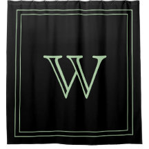 Elegantes Schwarz &Hellgrün Monogramm Initiale