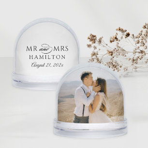 Elegantes Schwarz Hochzeitsfoto für Mr und Mrs Schneekugeln