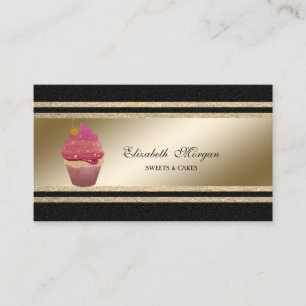 Elegantes Schwarz,Imitate Gold Glitterie Streifen  Visitenkarte