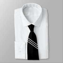 Elegantes Schwarz mit 3 weißen Linien Krawatte