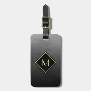 Elegantes Schwarz mit einfachem Goldmonogramm Gepäckanhänger