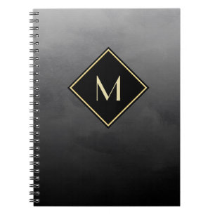 Elegantes Schwarz mit einfachem Goldmonogramm Notizblock