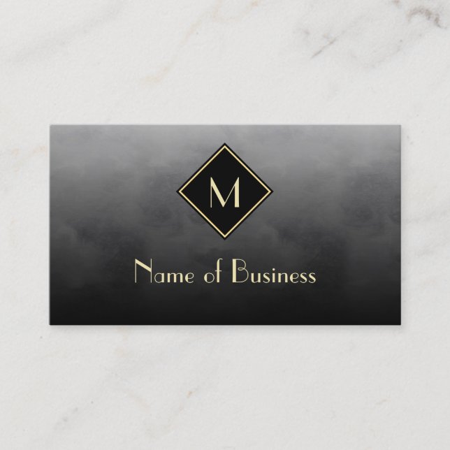 Elegantes Schwarz mit einfachem Goldmonogramm Visitenkarte (Vorderseite)