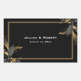 Elegantes Schwarz mit Gold-Hochzeit Rechteckiger Aufkleber