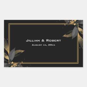 Elegantes Schwarz mit Gold-Hochzeit Rechteckiger Aufkleber