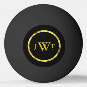 Elegantes Schwarz mit Imitate Gold Monogram Tischtennisball
