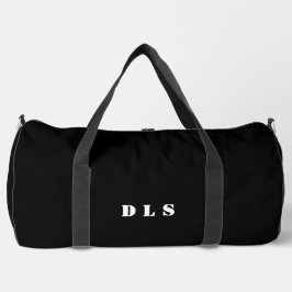 Elegantes Schwarz mit weißen Initialen Duffle Bag