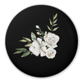 Elegantes Schwarz mit weißer Blume Keramikknauf