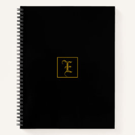Elegantes Schwarz Monogram Personalisiertes Notebo Notizbuch