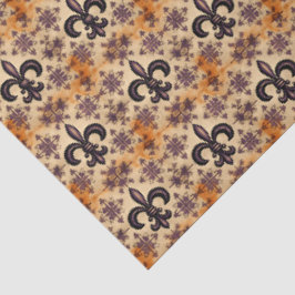 Elegantes Schwarz-Orange Dekoupage Muster Seidenpapier