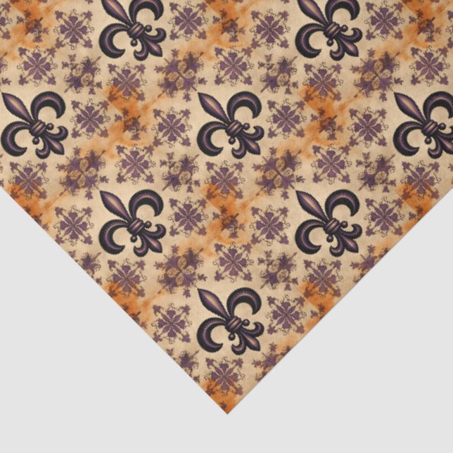 Elegantes Schwarz-Orange Dekoupage Muster Seidenpapier (Ausschnitt)