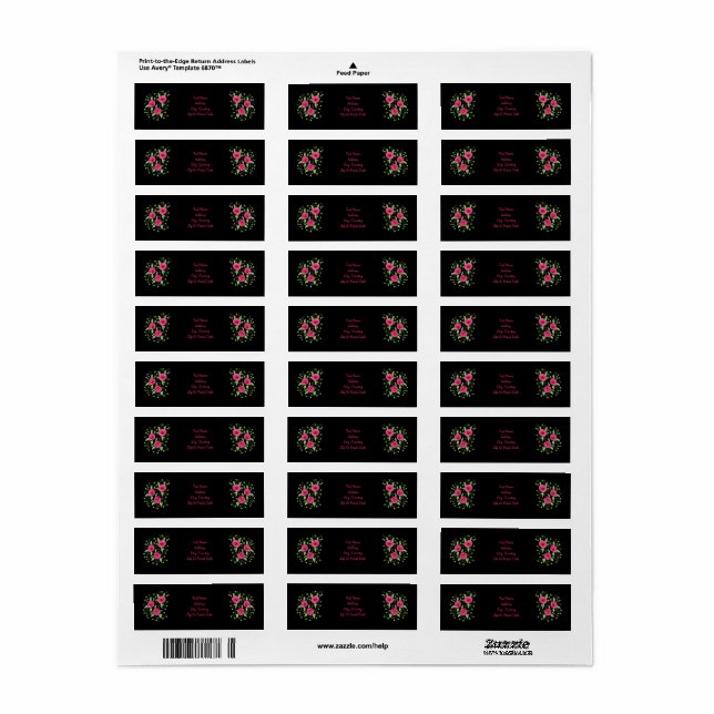 Elegantes Schwarz/Rosa Rücksendeadresse-Etikett (Vorne)