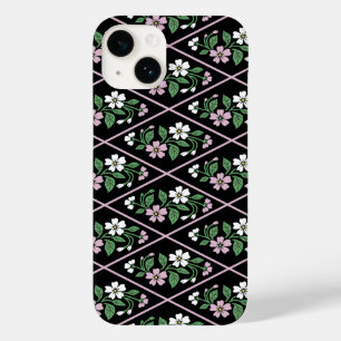Elegantes Schwarz-Rosa-Weiß-Muster Case-Mate iPhone 14 Hülle
