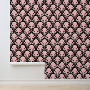Elegantes Schwarz-Rose-Fliesenmuster Tapete