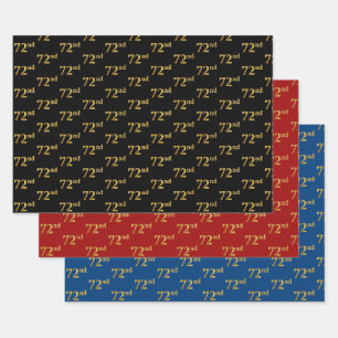 Elegantes Schwarz, Rot, Blau, Imitate Gold 72. Eve Geschenkpapier Set