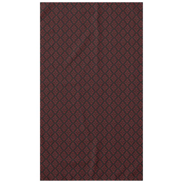 Elegantes Schwarz-Rot-Damaskus-Muster Tischdecke (Vorderseite)
