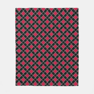Elegantes Schwarz-Rot-Diamantmuster Fleecedecke