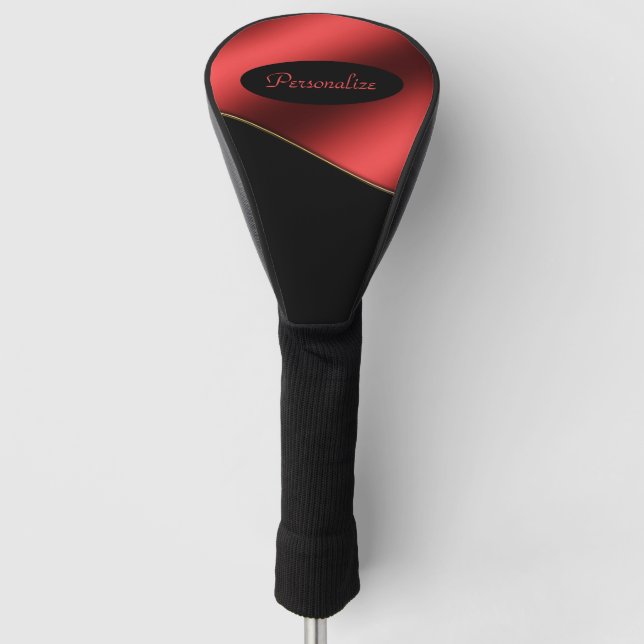 Elegantes Schwarz Rot Stilvolles Wave Design perso Golf Headcover (Vorderseite)