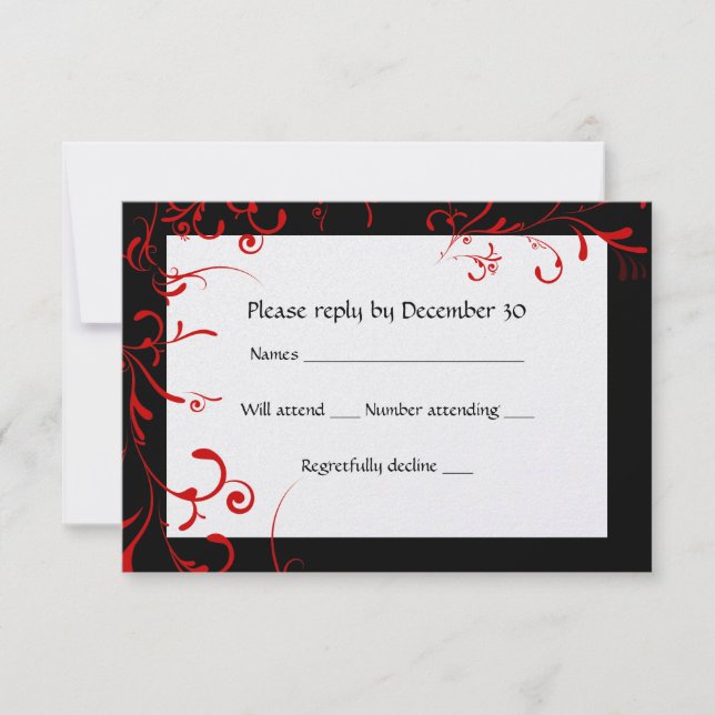 Elegantes Schwarz, Rot, Weiß UAWG RSVP Karte (Vorderseite)