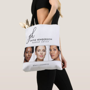 Elegantes Schwarz-Schrift-Logo Foto Makeup-Studio Tasche