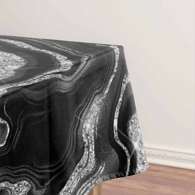 Elegantes Schwarz-Silber-Glitzer-Muster Tischdecke (Beispiel)
