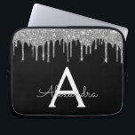 Elegantes Schwarz-Silber-Glitzer-Sparkle-Monogramm Laptopschutzhülle<br><div class="desc">Schwarz und Silber Imitate Dripping Modern and Elegant Girly Glitzer and Sparkle Elegant Monogram Case. Dieser Fall kann so angepasst werden,  dass er Ihren Anfangs- und Vornamen enthält.</div>