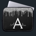 Elegantes Schwarz-Silber-Glitzer-Sparkle-Monogramm Laptopschutzhülle<br><div class="desc">Schwarz und Silber Imitate Dripping Modern and Elegant Girly Glitzer and Sparkle Elegant Monogram Case. Dieser Fall kann so angepasst werden,  dass er Ihren Anfangs- und Vornamen enthält.</div>