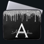 Elegantes Schwarz-Silber-Glitzer-Sparkle-Monogramm Laptopschutzhülle<br><div class="desc">Schwarz und Silber Imitate Dripping Modern and Elegant Girly Glitzer and Sparkle Elegant Monogram Case. Dieser Fall kann so angepasst werden,  dass er Ihren Anfangs- und Vornamen enthält.</div>