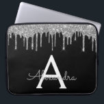 Elegantes Schwarz-Silber-Glitzer-Sparkle-Monogramm Laptopschutzhülle<br><div class="desc">Schwarz und Silber Imitate Dripping Modern and Elegant Girly Glitzer and Sparkle Elegant Monogram Case. Dieser Fall kann so angepasst werden,  dass er Ihren Anfangs- und Vornamen enthält.</div>