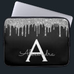 Elegantes Schwarz-Silber-Glitzer-Sparkle-Monogramm Laptopschutzhülle<br><div class="desc">Schwarz und Silber Imitate Dripping Modern and Elegant Girly Glitzer and Sparkle Elegant Monogram Case. Dieser Fall kann so angepasst werden,  dass er Ihren Anfangs- und Vornamen enthält.</div>