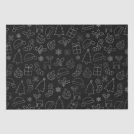 Elegantes Schwarz-Silver Foil Weihnachtsmuster Seidenpapier