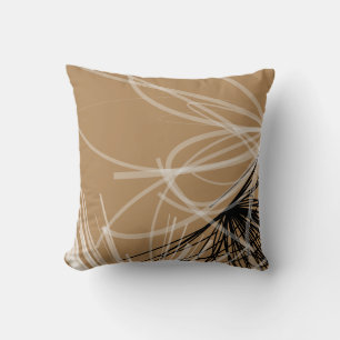 Elegantes Schwarz-Tan-Abstraktes Design-Kissen Kissen