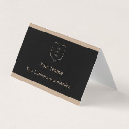 Elegantes Schwarz-Tan-Logo-QR-Code Professional Visitenkarten