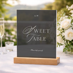Elegantes Schwarz-Tie-Dessert-Tisch-Hochzeitsschil Acrylschild