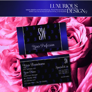 Elegantes Schwarz und Blau mit Beruflichen Initial Visitenkarte