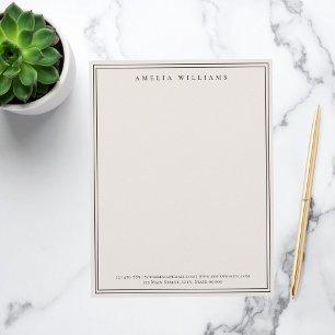 Elegantes Schwarz und Elfenbein Minimalistisches Z Briefbogen