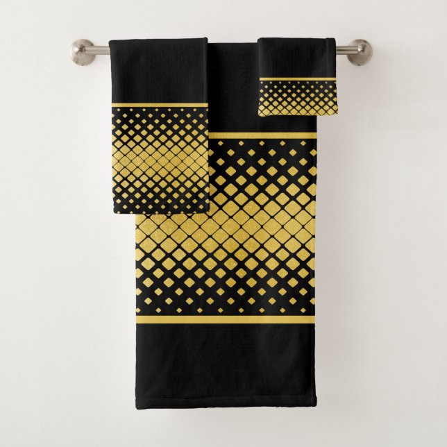 Elegantes Schwarz und Gold Badhandtuch Set (Insitu)