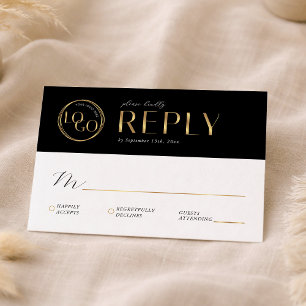 Elegantes Schwarz- und Gold-Firmenlogo Geschäftsev RSVP Karte