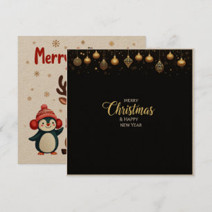 Elegantes Schwarz und Gold Frohe Weihnachten und N