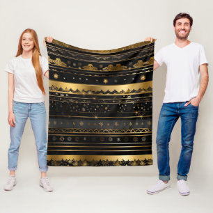 Elegantes Schwarz und Gold gestreift Fleecedecke