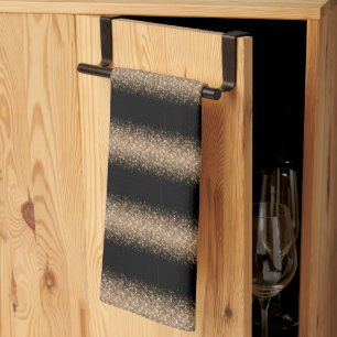 Elegantes Schwarz- und Gold-Glitter-Ombre Geschirrtuch